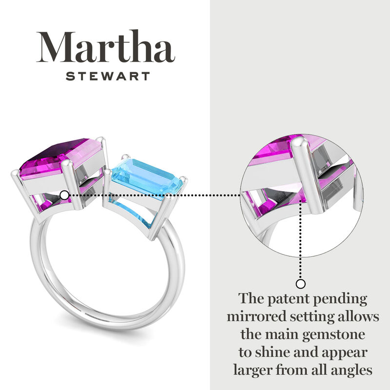 Martha Stewart 4 1/2ctw. Pink Sapphire & Blue Topaz Two Stone Ring In Sterling Silver image number null